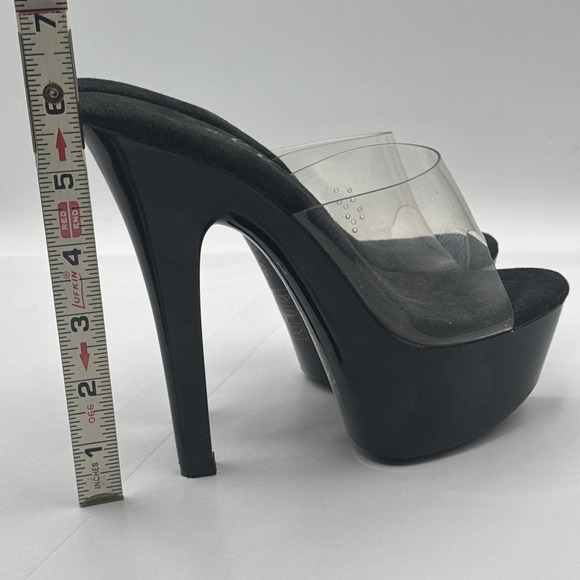 Ellie 6" Heel Mule Adult Women Shoes Exotic Dancing Stripper Black & Clear Sz 5 - Picture 3 of 4